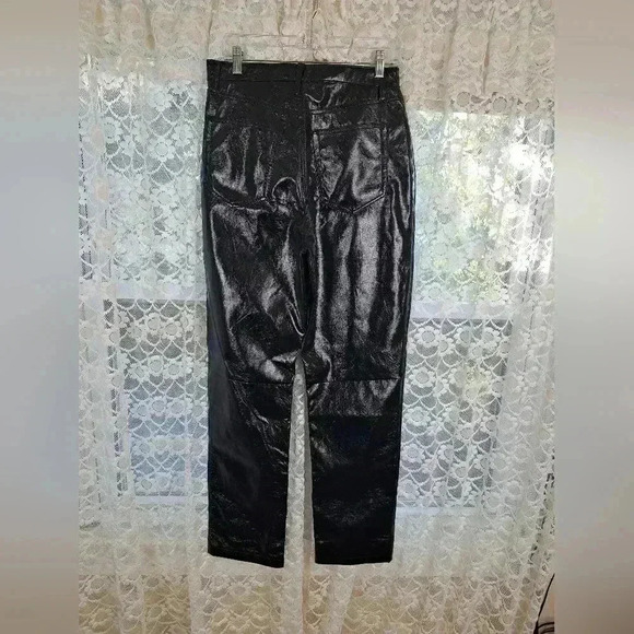 Abercrombie & Fitch Vegan Leather 90s Straight Curve Love Pants Black Size 31 - Picture 9 of 12